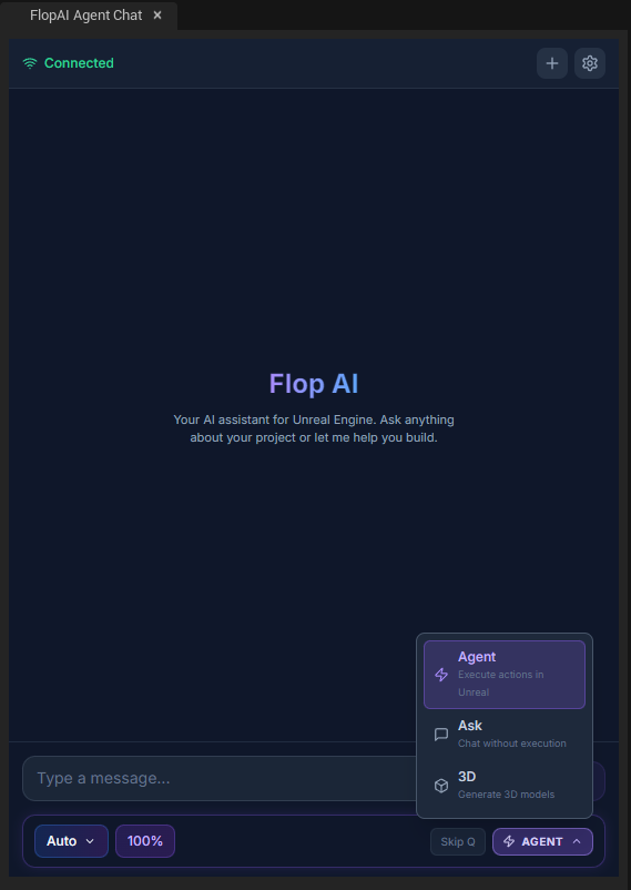 Mode selector dropdown